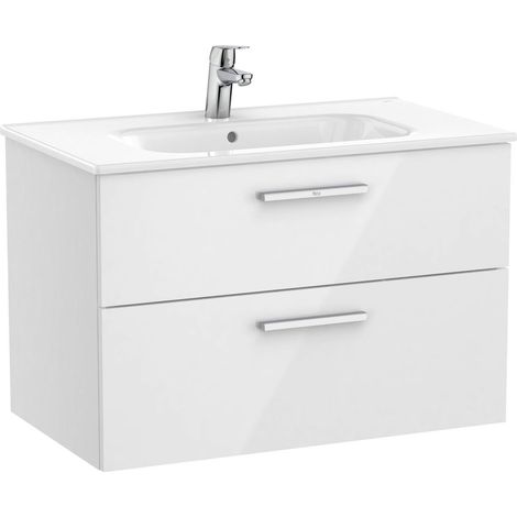 UNIK - Mueble base 2 cajones + lavabo - ROCA Color: Blanco - Medidas: 805x453x515 mm (1/4)