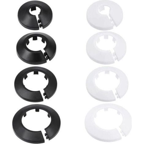 Copritubo in PP da 16 mm, decorazione a rosetta per radiatore, copertura per tubo dell'acqua a parete, colore nero, 8 pezzi (1/4)