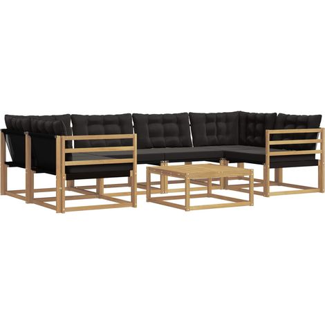 Outdoor Sofa Set 7 pcs White and Black 79 x 79 x 37 cm vidaXL (1/5)