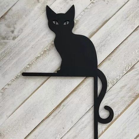 Décoration de porte en métal 2024 : Chat adorable - Coin de cadre décoratif pour Halloween - Couleur : Chat noir (1/4)