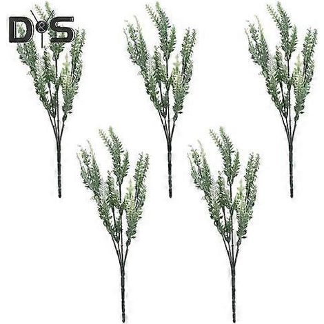 Lot de 5 branches de lavande artificielles réalistes en plastique, idéales pour décorer une table lors d'un mariage, d'une fête ou pour la maison ou le bureau.blanc (1/5)