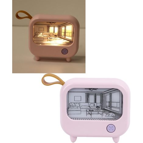 Lampada da comodino ricaricabile tramite USB, colore rosa, con 2 modalità di illuminazione.