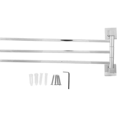 Barre porte-serviettes en acier inoxydable, support rotatif à 180 ° pour peignoir, pour salle de bain, 3 tiges