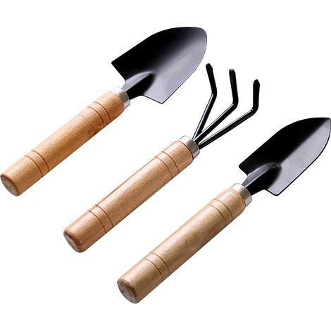 Outil De Jardinage Mini - Pelle À Main Petite En Métal Et Bois - Pour Plantes D'intérieur Et Succulentes - Lot De 3 Pièces (1/5)