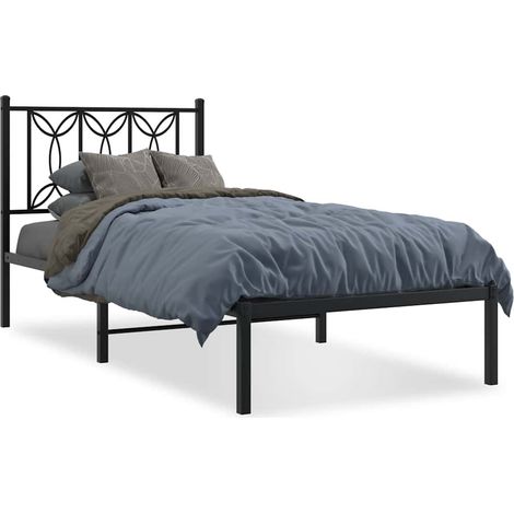 Maison Exclusive - Cadre de lit métal sans matelas avec tête de lit noir 90x190 cm (1/5)