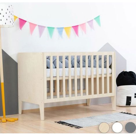 Lit évolutif bébé à barreaux bois vernis 60 x 120 cm