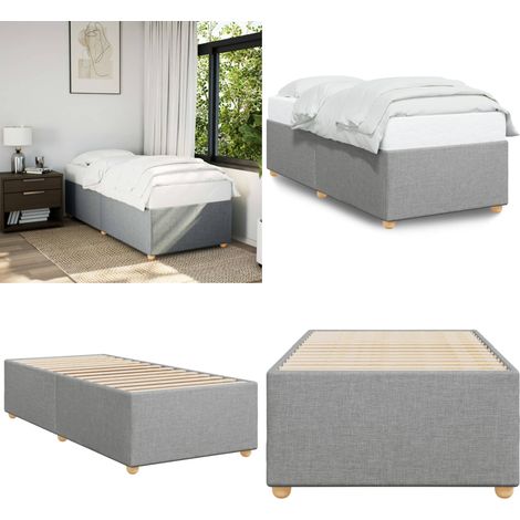 Bettgestell ohne Matratze Hellgrau 90x200 cm Stoff - Bettes Gestell - Holzbettrahmen - Einzelbett - Bettkasten - Schlafraum Dekoration - Home & Living (1/5)