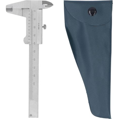 Calibrador Vernier de acero inoxidable de 0-80 mm, calibrador portátil con funda de cuero. (1/5)