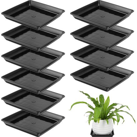 Lot de 10 dessous de pot de fleurs carrés en plastique (1/5)