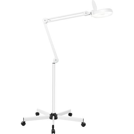 HAUTOUR 8X Lampe Loupe LED,24W loupe lumineuse,économie d'énergie, avec roulettes et bras réglable,6000K,avec loupe Lampe sur pied pour studio de beauté (1/5)