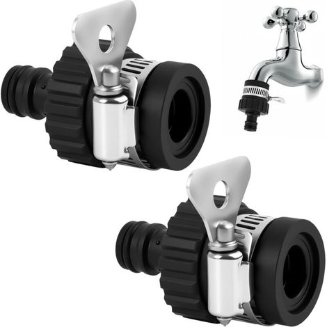 2-Piece Universal Tap Adapter for Garden Hose and Pool, Rubber and Brass Connector with Metal Handle, Compatible with Kitchen, Washing Machine and Garden Taps (1/5)