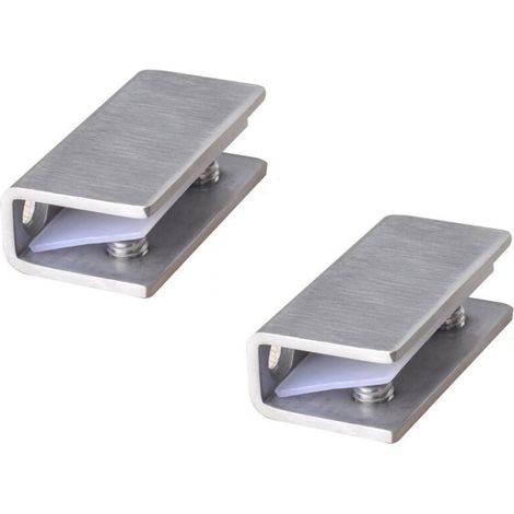 Lot de 2 clips contemporains en acier inoxydable pour porte de douche en verre, fixation murale, 8-12 mm