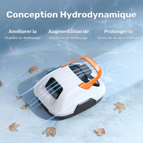 Robot Piscine sans Fil, Aspirateur Automatique Piscine Hors Sol, 80 Min d’Autonomie, Retour Automatique, Portable (1/5)