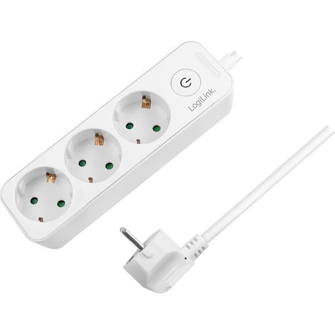 Bloc multiprise avec Interrupteur et Protection IP20 - Longueur du câble = 1,5 m - Blanc Triple Blanc. (1/5)