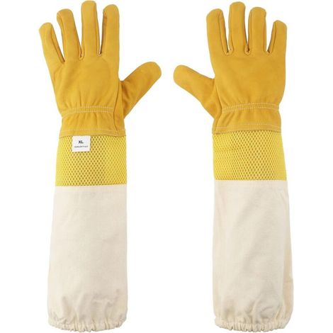 Wasserdichte Imkerhandschuhe aus Ziegenleder mit belüfteten Ärmeln – 51 cm – Handschuhe für Damen und Herren