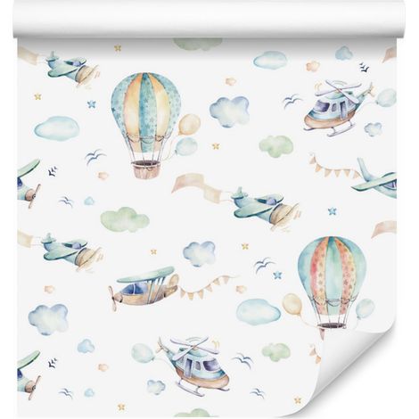 Carta da parati con palloncini e stelle per soggiorno e camera da letto 50x1000 cm (1/5)