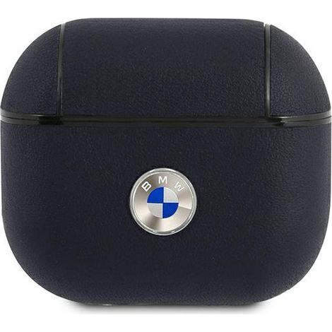Étui en cuir BMW pour AirPods 3, logo argenté, bleu marine (1/3)