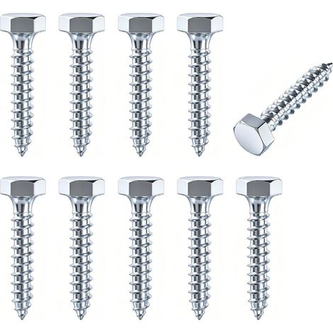 (M6x30)10Pcs Vis À Bois M6x30mm, Tire-fond Zingué Pour Terrasse (1/4)