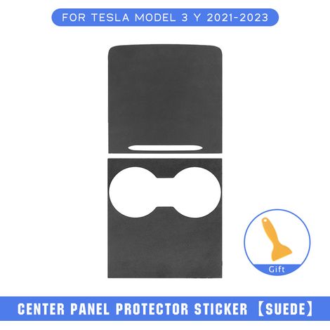 (Suède) Compatible avec Tesla Model 3 Y 2021-2022 : autocollant pour panneau de console centrale, film suédé, cache de commande centrale en carbone, accessoires (1/5)