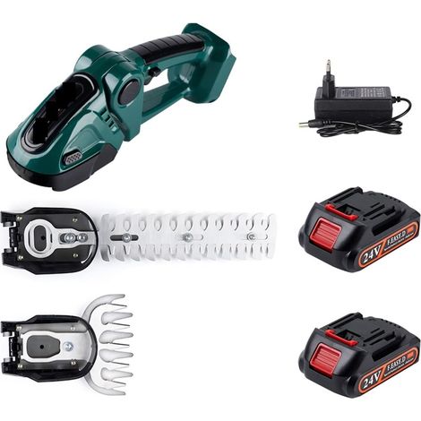 2 en 1 24V Taille-haie électrique sans Fil 20000 TR/Min Rechargeable Portable ménage arbuste désherbage élagage Tondeuse Outils de Jardin (Color : Green-2 Battery, Size : Q) (1/5)