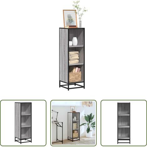Bücherregal Metall -  Bücherregal Grau Sonoma 33,5x33x107,5 cm Holzwerkstoff (1/5)