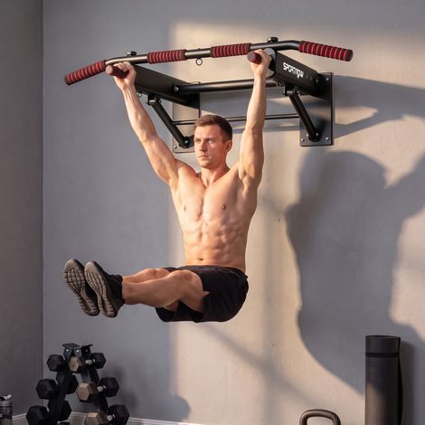 Barre de traction murale pliable, supporte jusqu'à 120 kg, noire (1/5)