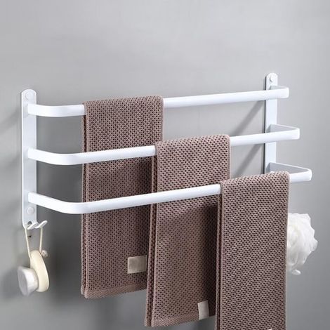 Porte-serviettes mural en aluminium avec crochet pour salle de bain, idéal pour la cuisine, la salle de bain ou l'hôtel (40 cm) (1/5)