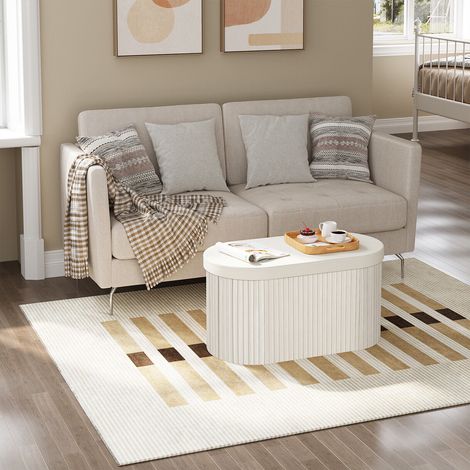 WOLTU Sitzbank Sitzhocker Faltbare Polsterbank mit Stauraum Deckel Sitztruhe aufbewahrungsbox aus Velvet MDF für Schlafzimmer, Flur, Wohnzimmer, 76x38x38cm, Creme (1/5)