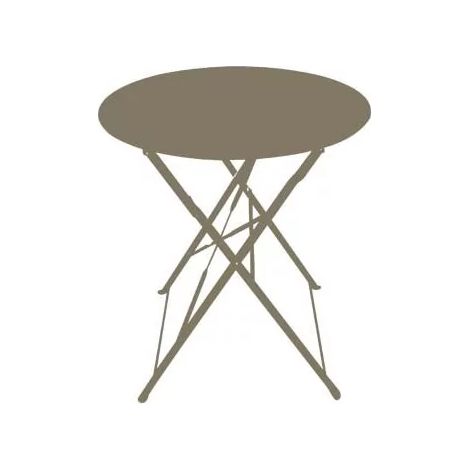 Chalet & Jardin – Table ronde pliante d'extérieur BISTROT – Acier époxy taupe – Ø60cm – Hauteur 71cm – Pour terrasses et balcons
