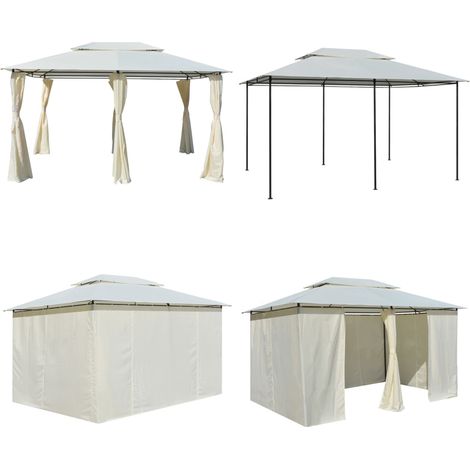 Gartenpavillon mit Gardinen 4x3 m Weiß - Gartenpavillon - Outdoor Pavilion - Sonnenschutz - Partyzelt - Feierzelt - Home & Living (1/5)