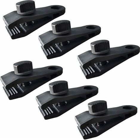 Accessoire de bâche Lot de 6 clips de fixation pour bâche de camping, bâches, caravane, toile de jardin Noir (1/5)