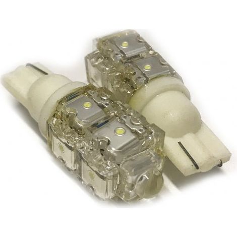 Coppia 2 Lampade Led T10 Con 9 Led F5 Flux Colore Bianco Freddo 6000K 12V 1W
