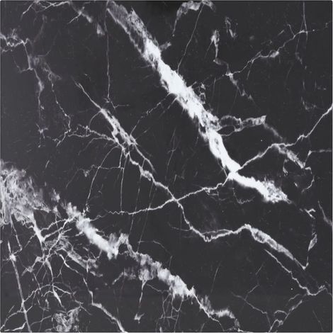 Schwarze Tischplatte 50x50 cm, 6 mm gehärtetes Glas und Marmoroptik (1/5)