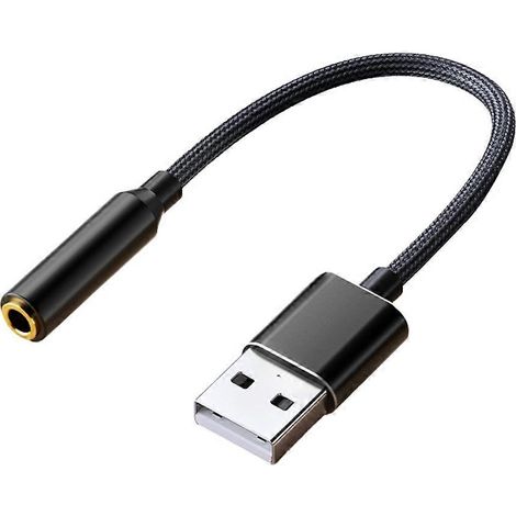 Adaptateur audio USB vers prise jack 3,5 mm, adaptateur USB vers prise audio pour casque, carte son stéréo externe USB A vers jack 3,5 mm femelle A (1/5)