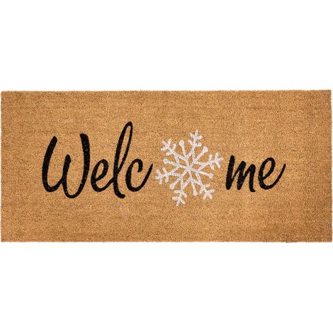 Felpudo de fibra de coco con motivo navideño antideslizante 55 x 120 cm natural Balanacan (1/5)
