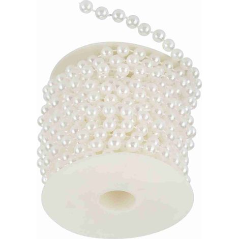 Fil de perles de 10 m/rouleau, perles de 8 mm (blanc), pour guirlande, décoration de mariage DIY (1/5)