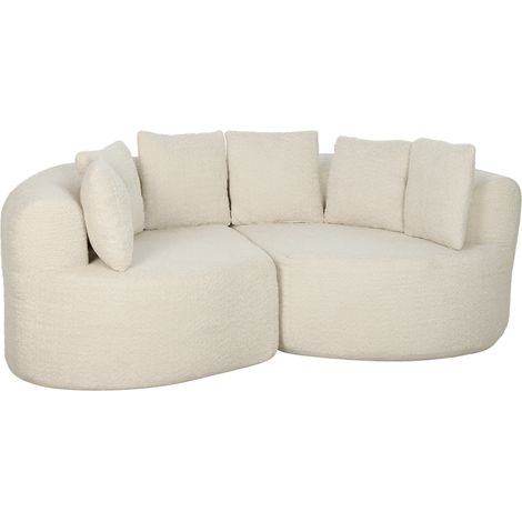Canapé 3 places - HOMCOM - incurvé - assise profonde - entièrement compressé sans montage - chenille - 188x107x62cm - crème (1/5)