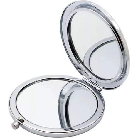 Miroir de poche grossissant 2x1x pour sac à main, mini miroir de maquillage double face pliable HREW, idéal pour le sac à main, la poche et les voyages, or, argent