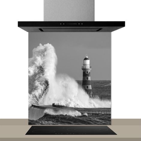 Fond de hotte décorative, haute mer noir,blanc 60x70 Fond de hotte (1/2)