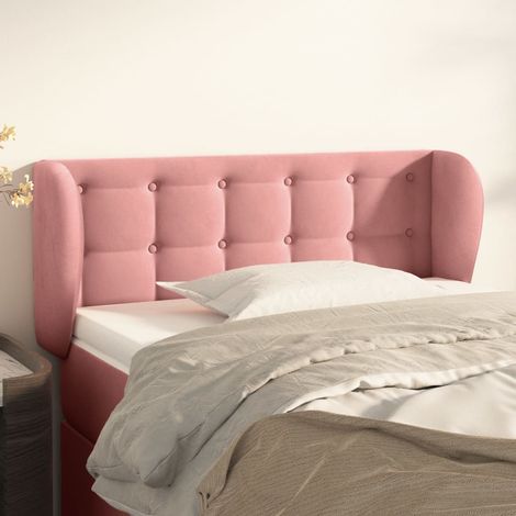 Tête de lit avec oreilles Armoire de Tête de lit pour Chambre - Rose 103x23x78/88 cm Velours -67739 (1/5)