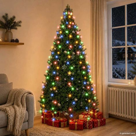 328883 vidaXL Christmas Tree Net Lights with 210 LEDs Colourful 210 cm (1/5)