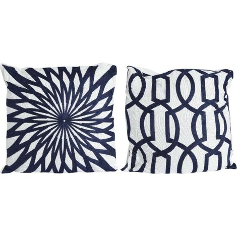 Cuscino misto cotone blu bianco 43x43