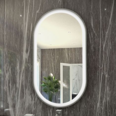 RAK Art Brushed Nickel 550mm x 1000mm Oval LED Mirror - RAKARTOVBN5002 (1/2)