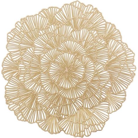 Set de Table Motif Feuille de Ginkgo Évidée en PVC Doré 2 Pièces Antidérapant et Résistant la Chaleur pour Décoration de Table Restaurant (1/5)