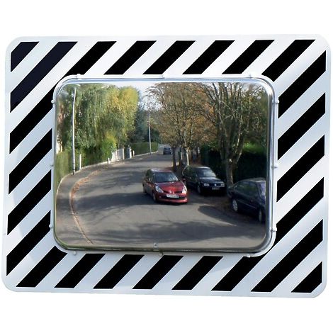 Miroir de surveillance en polycarbonate à bandes réfléchissantes pour voirie. miroir rectangulaire 40 x 60 cm - VISO SA