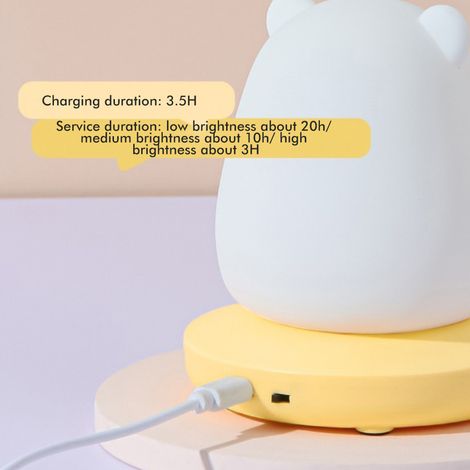 Veilleuse mignonne pour enfants, portable et rechargeable, avec 3 modes d'éclairage LED et lampe de chevet en silicone. Cadeau idéal pour les filles et les garçons. (1/5)