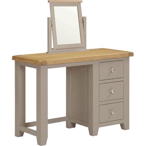 Windsor 3 Drawer Dressing Table And Mirror - L44 x W107 x H75 cm - Putty/Oak