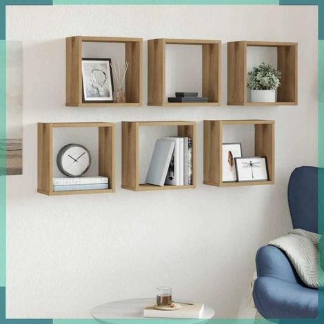 856581 étagères cube murales 6 pcs chêne artisanal bois d'ingénierie (1/5)