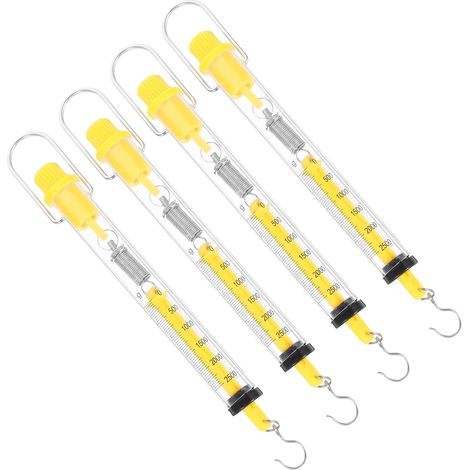 Lot de 4 Balances à Ressort Tubulaires 25 Kg Dynamomètres Newton en Plastique Transparent Échelle à Crochet Outil de Mesure de Force pour Laboratoire et Expériences Mécaniques (1/5)