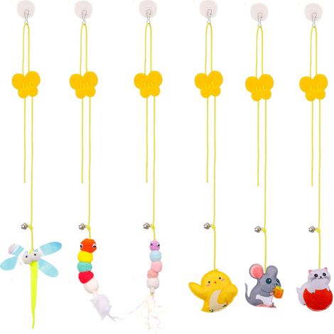 Jouets pour chats à suspendre à la porte, pour chats, souris, animaux, jouets à plumes, jouets interactifs pour chats, pour la chasse, le dressage, 6 pièces